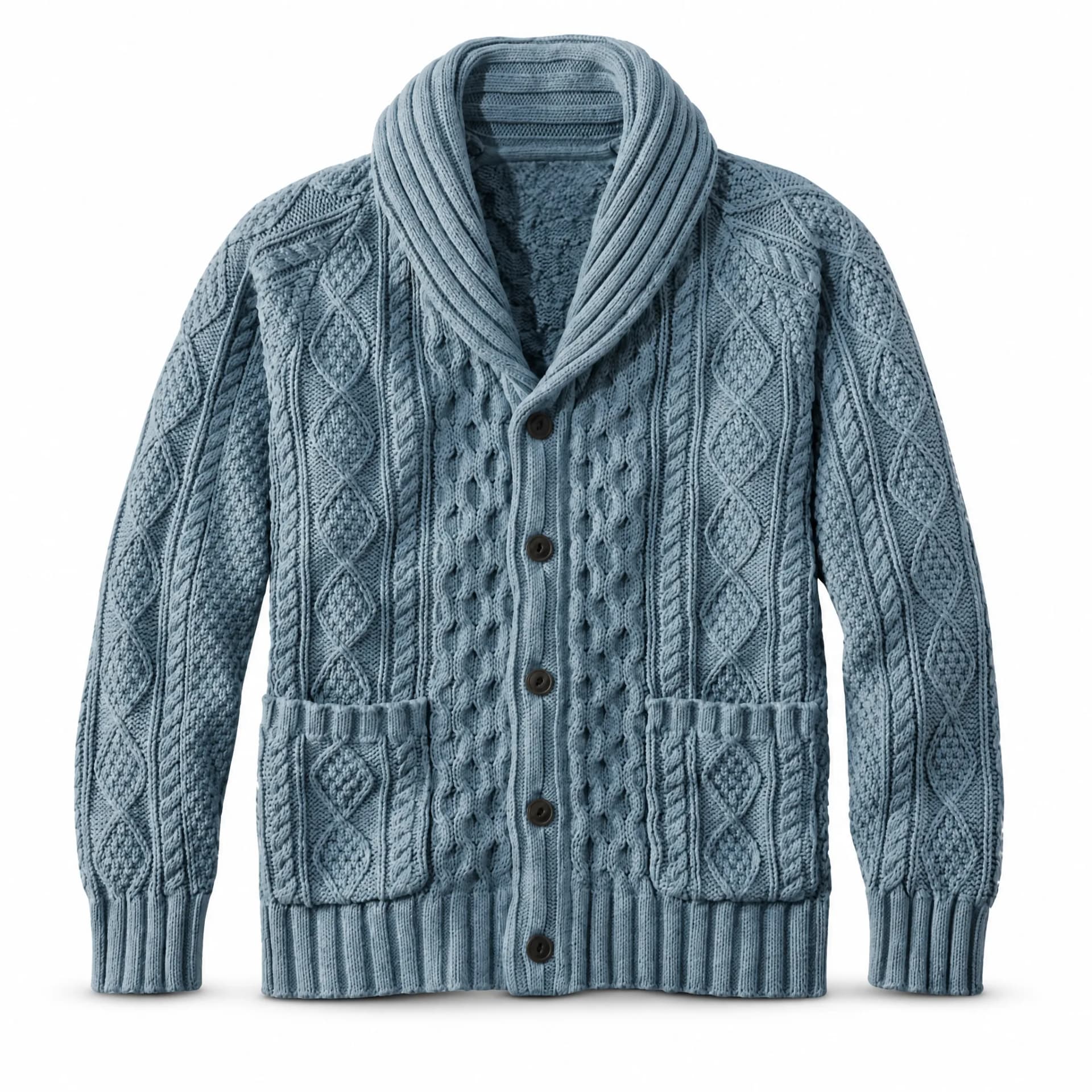 Custom Shawl Collar Cable Knit Cardigan