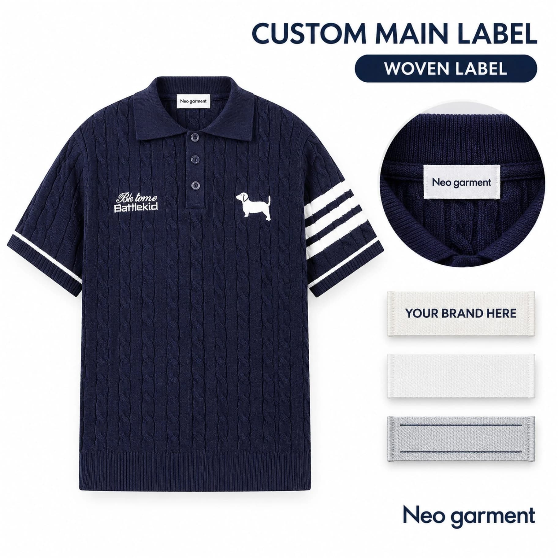 Custom Short Sleeve Cable Knit Polo Shirt view 4
