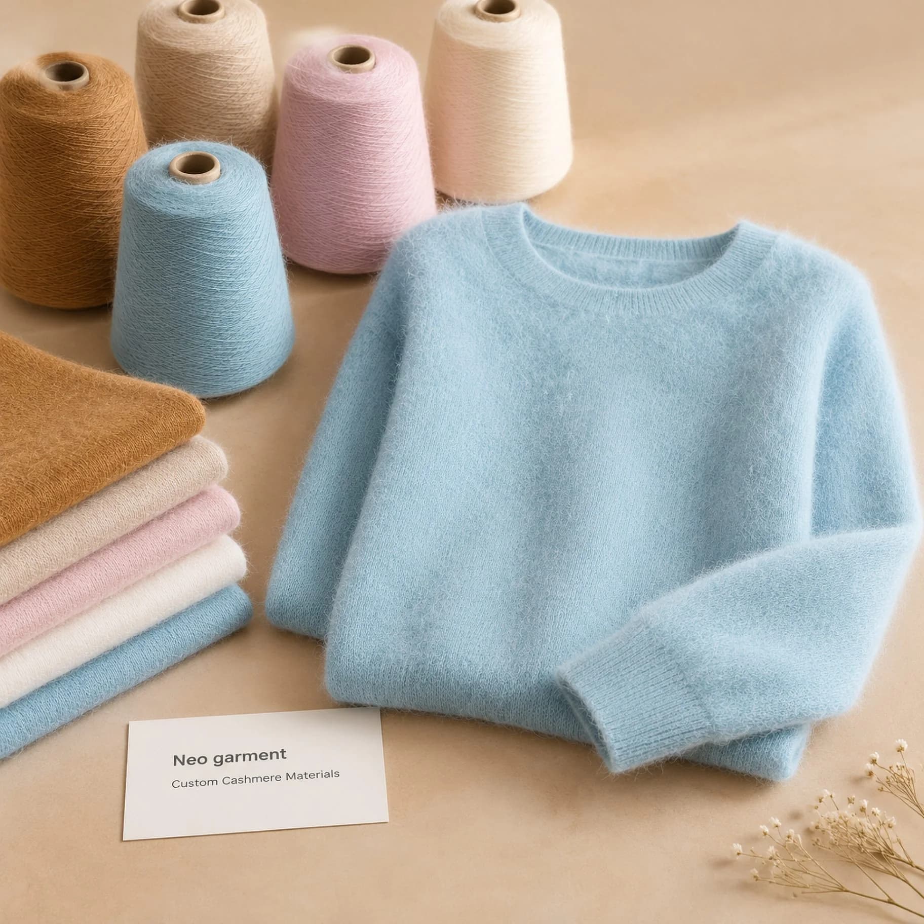 Custom 100% Cashmere Crew Neck Sweater view 2