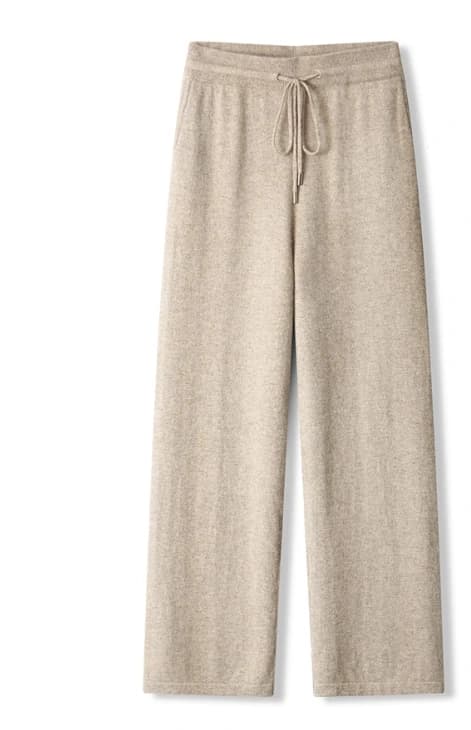 Custom 100% Cashmere Wide-Leg Knit Pants