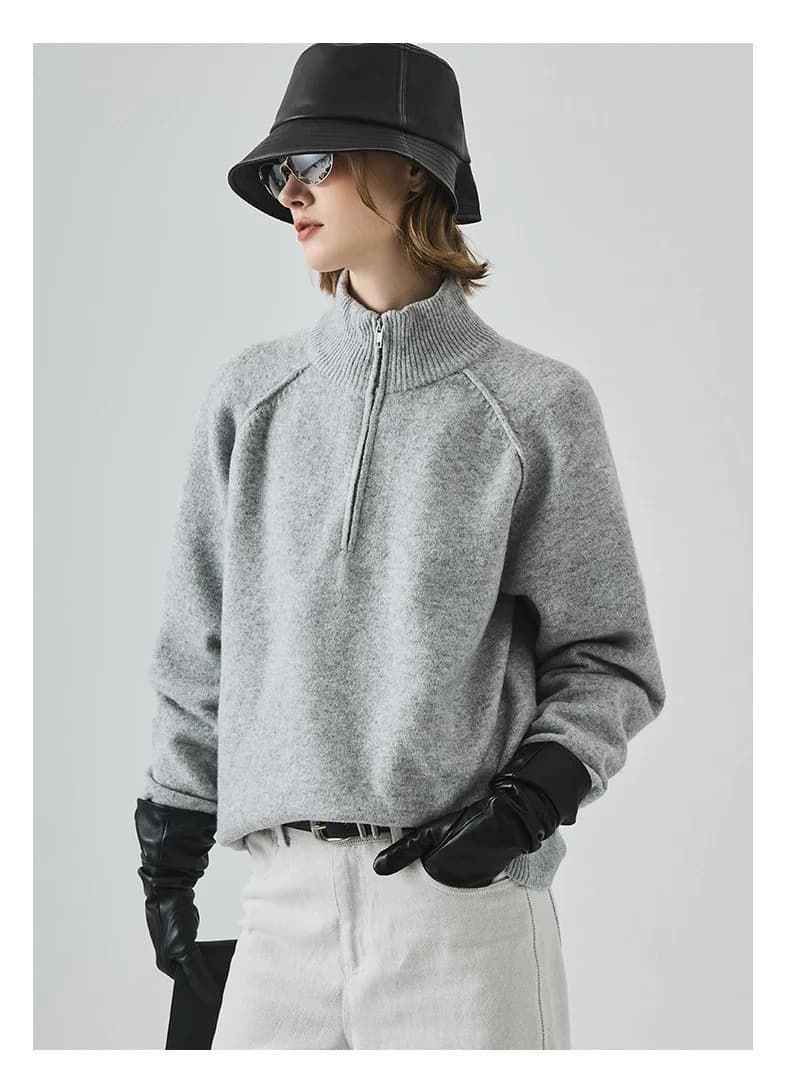 Custom Women's Half-Zip Raglan Sweater