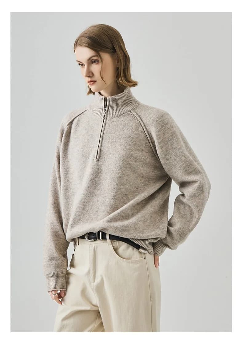 Custom Women's Half-Zip Raglan Sweater view 2