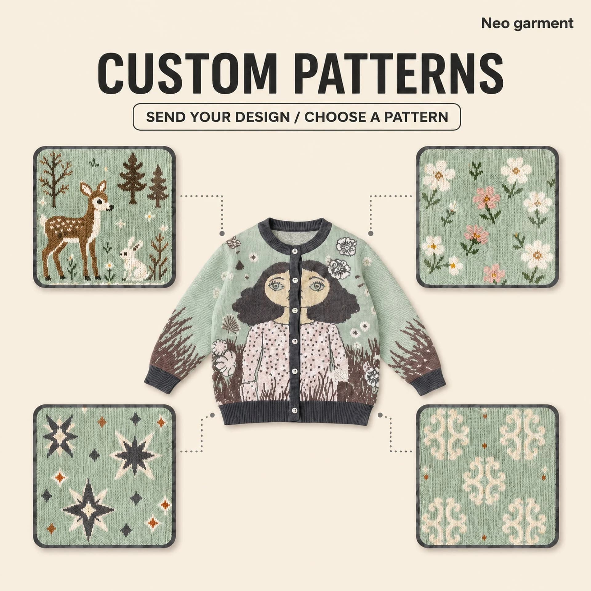 Custom Kids & Adult Matching Jacquard Cardigan view 3