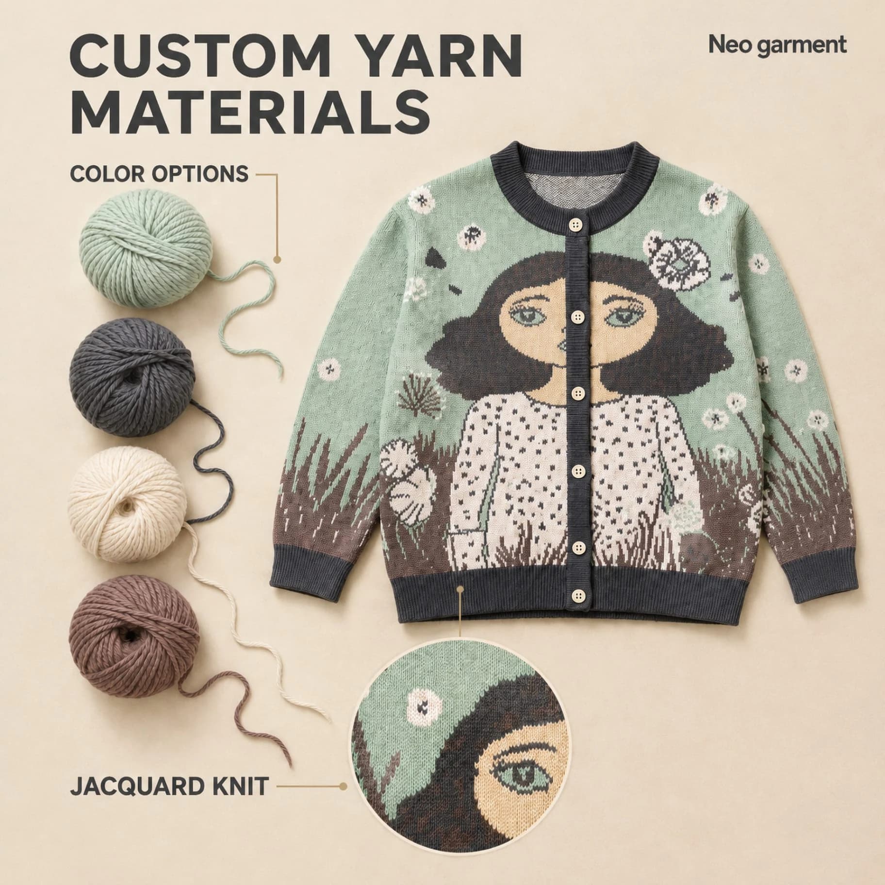Custom Kids & Adult Matching Jacquard Cardigan view 5