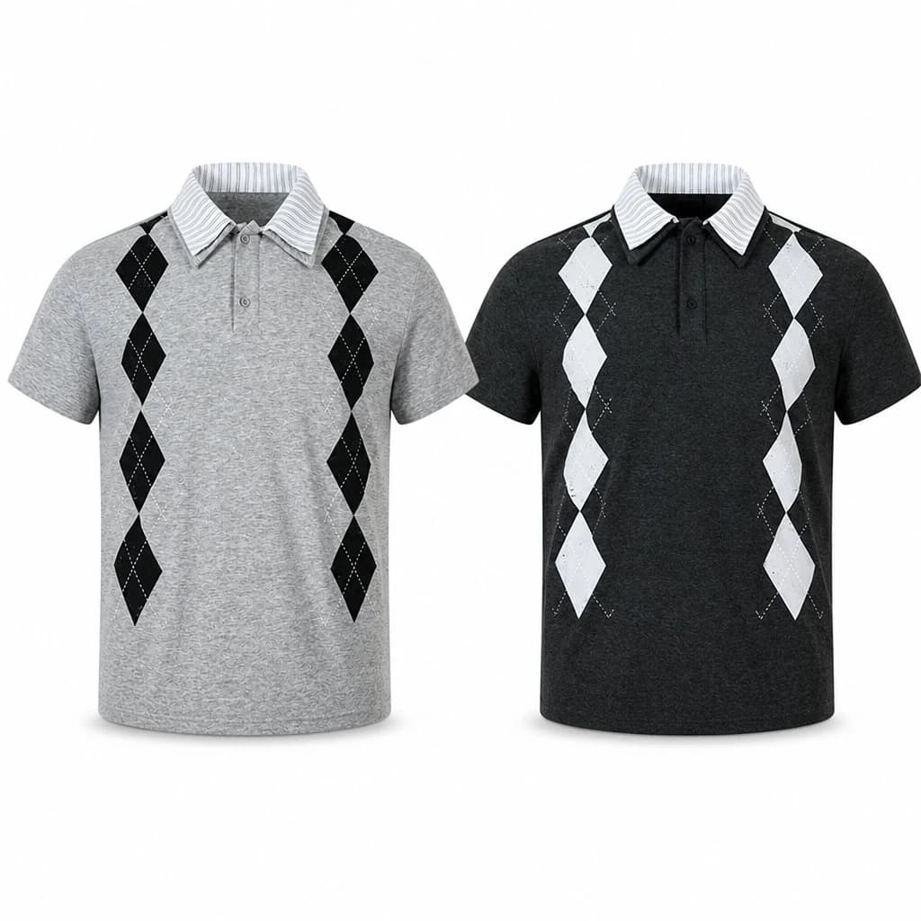 Custom Short Sleeve Argyle Polo Shirt