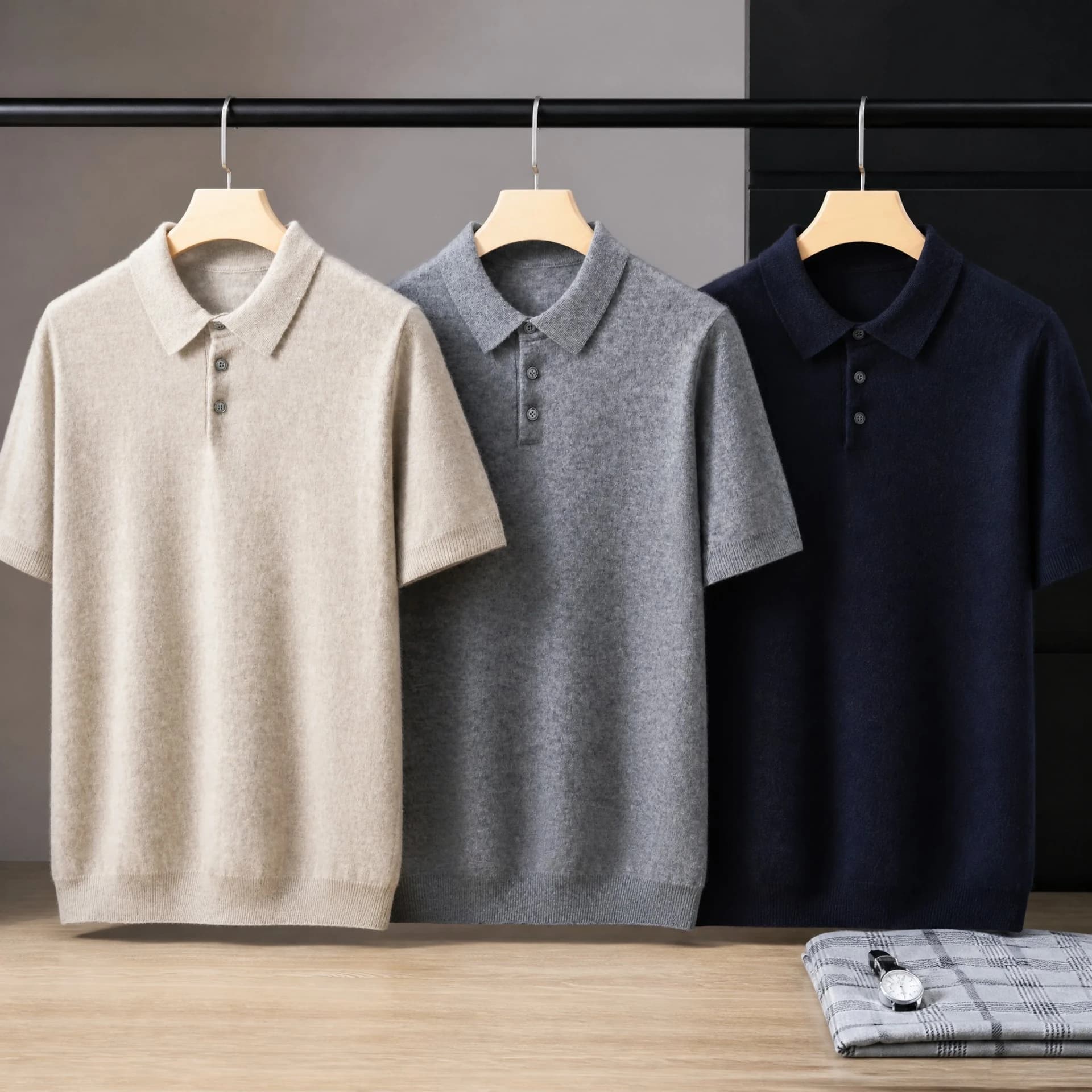 Custom Cashmere & Wool Knit Polo Shirt