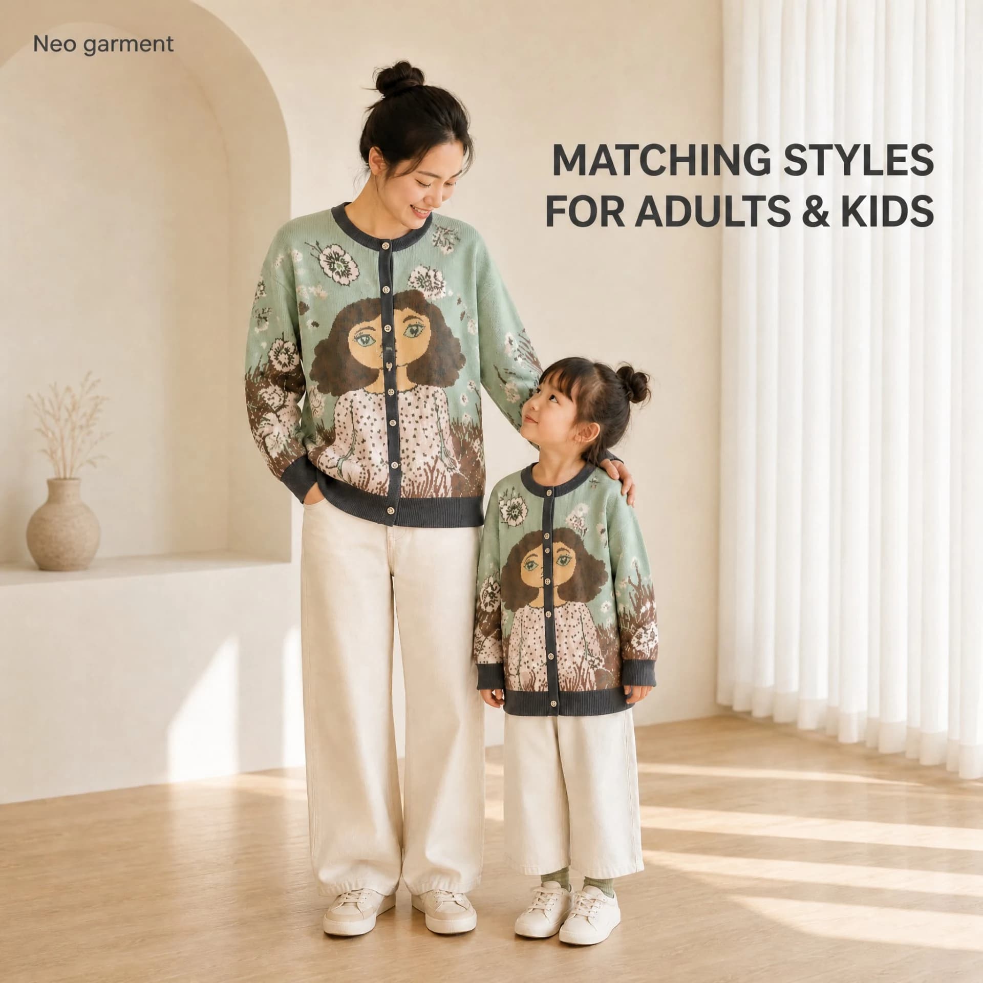 Custom Kids & Adult Matching Jacquard Cardigan
