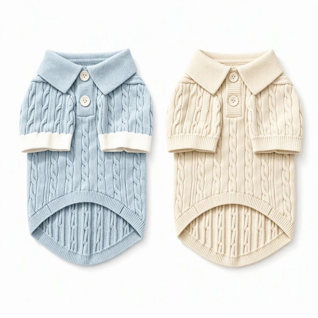 Custom Matching Human & Pet Cable Knit Polo