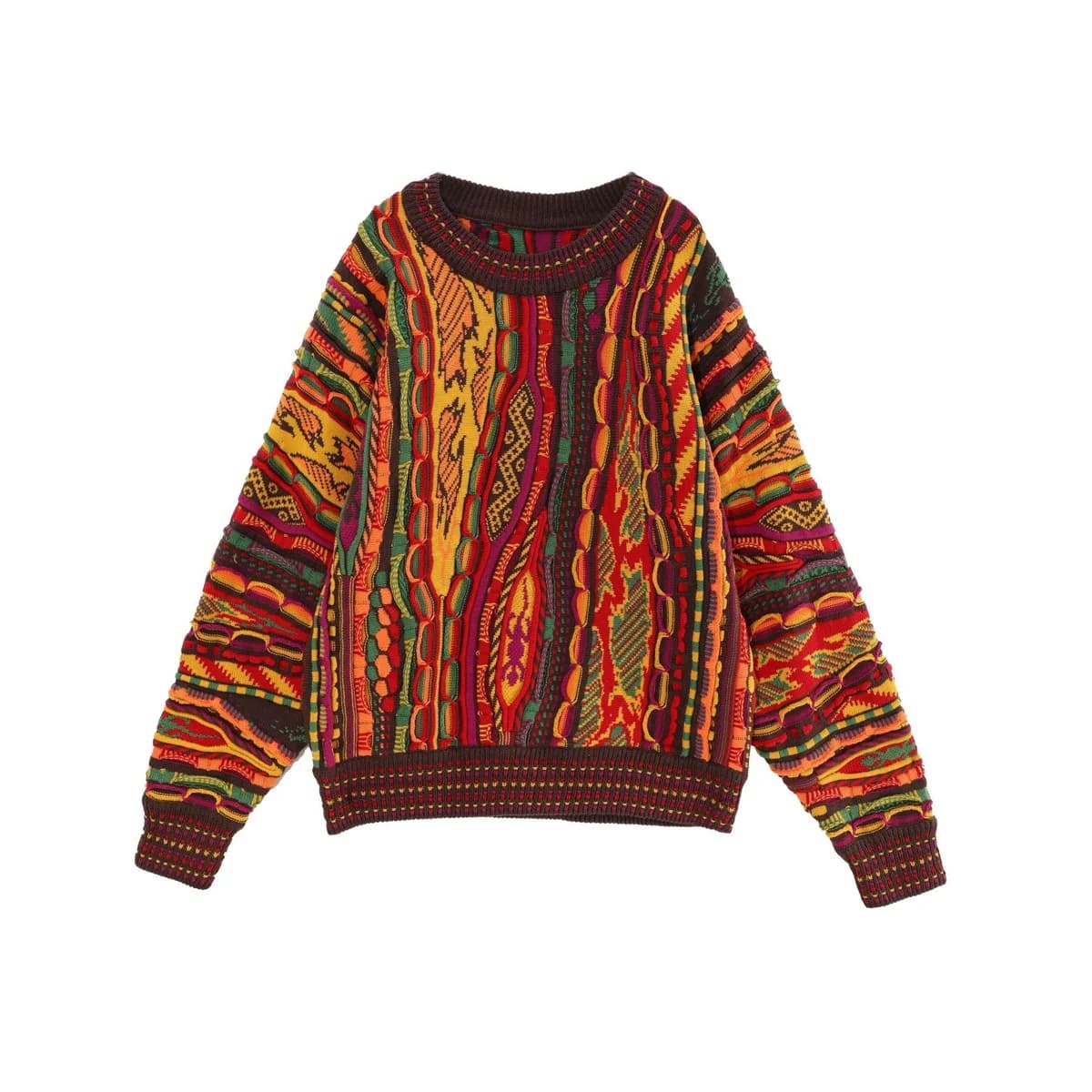 Custom Retro 3D Multi-Texture Knit Sweater