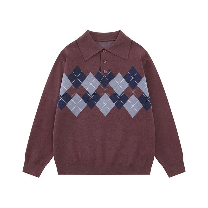 Custom Argyle Jacquard Polo Sweater view 2