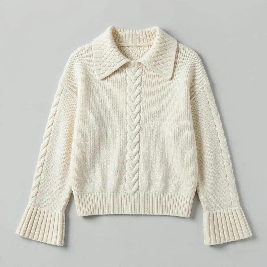 Custom Women's Bell Sleeve Cable Knit Sweater view 4