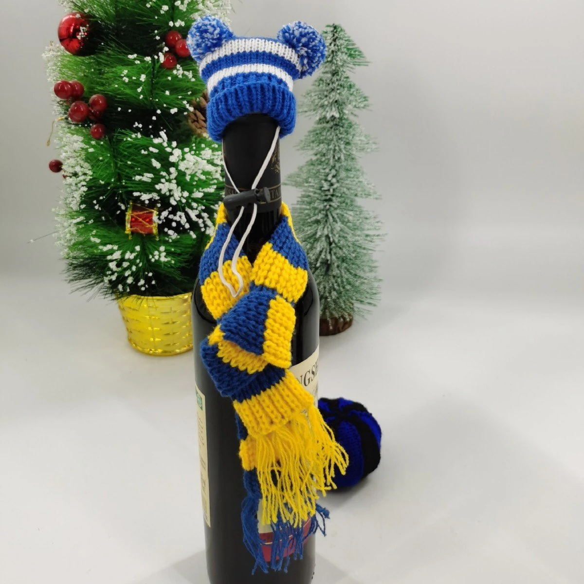 Custom Knitted Wine Bottle Hat & Scarf Set view 2