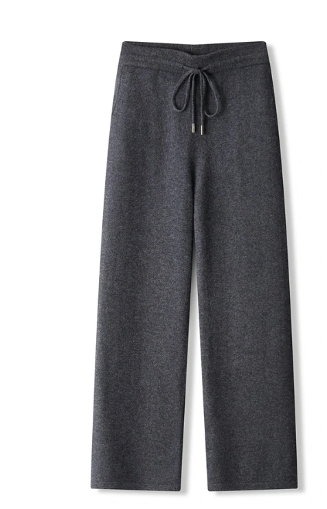 Custom 100% Cashmere Wide-Leg Knit Pants view 2