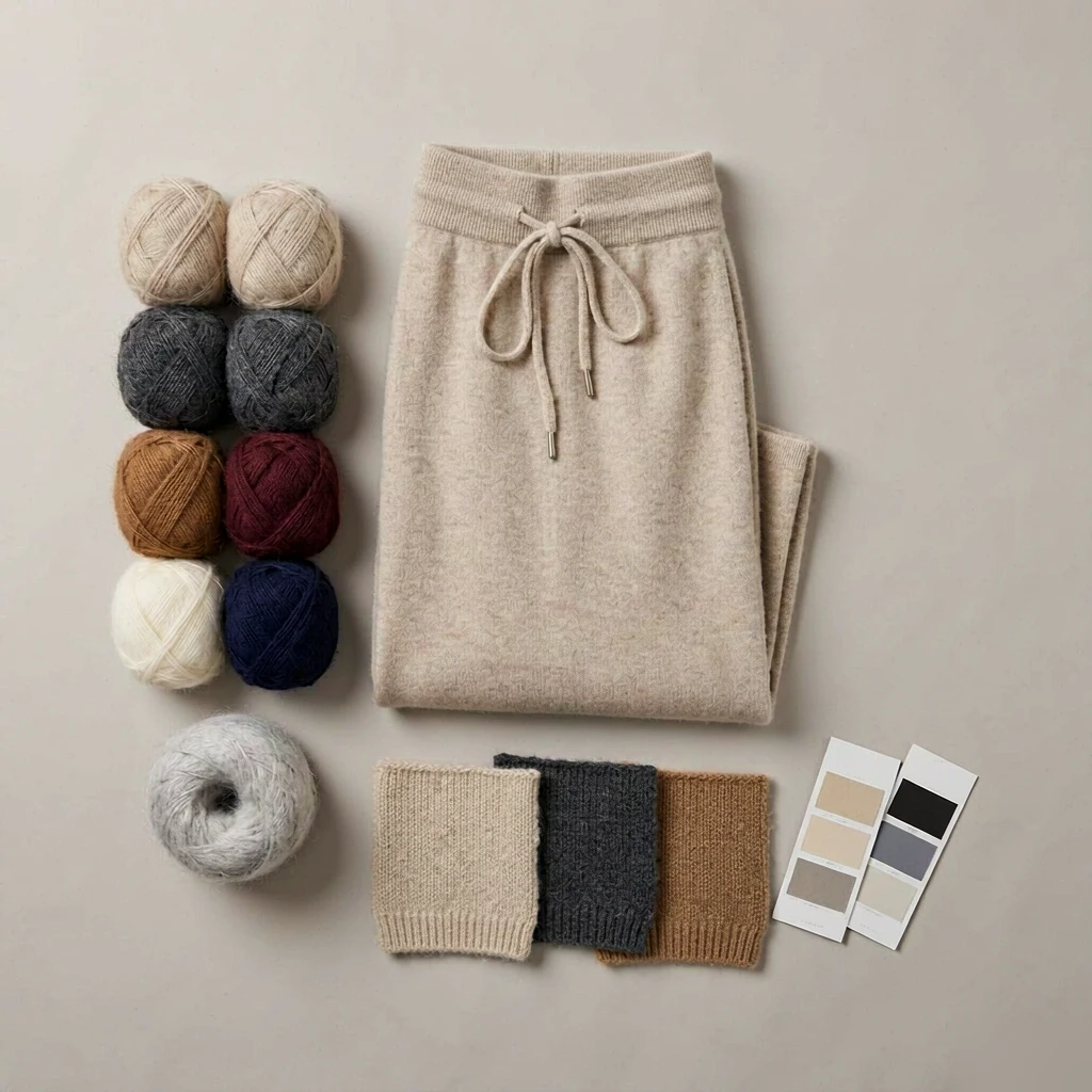 Custom 100% Cashmere Wide-Leg Knit Pants view 3