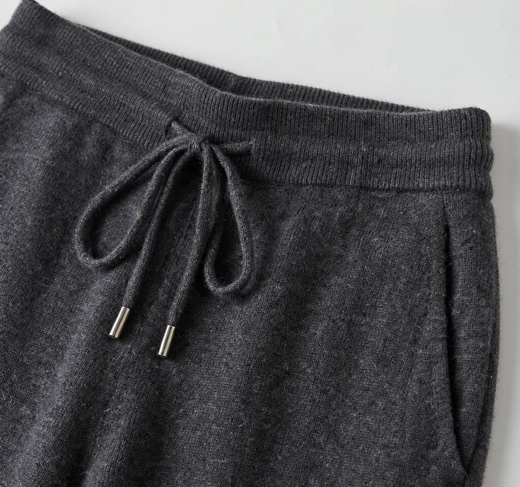 Custom 100% Cashmere Wide-Leg Knit Pants view 5