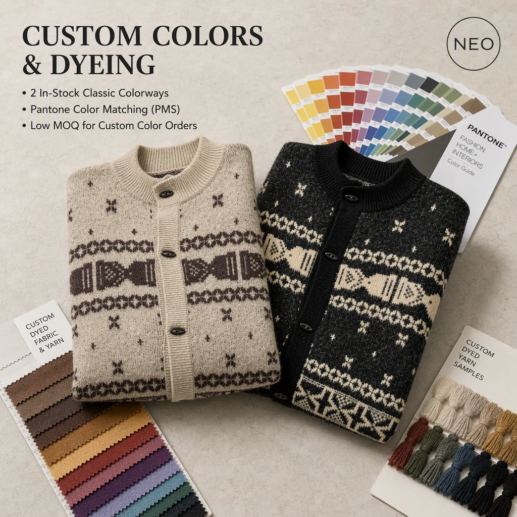 Custom Unisex Fair Isle Jacquard Knit Cardigan view 3