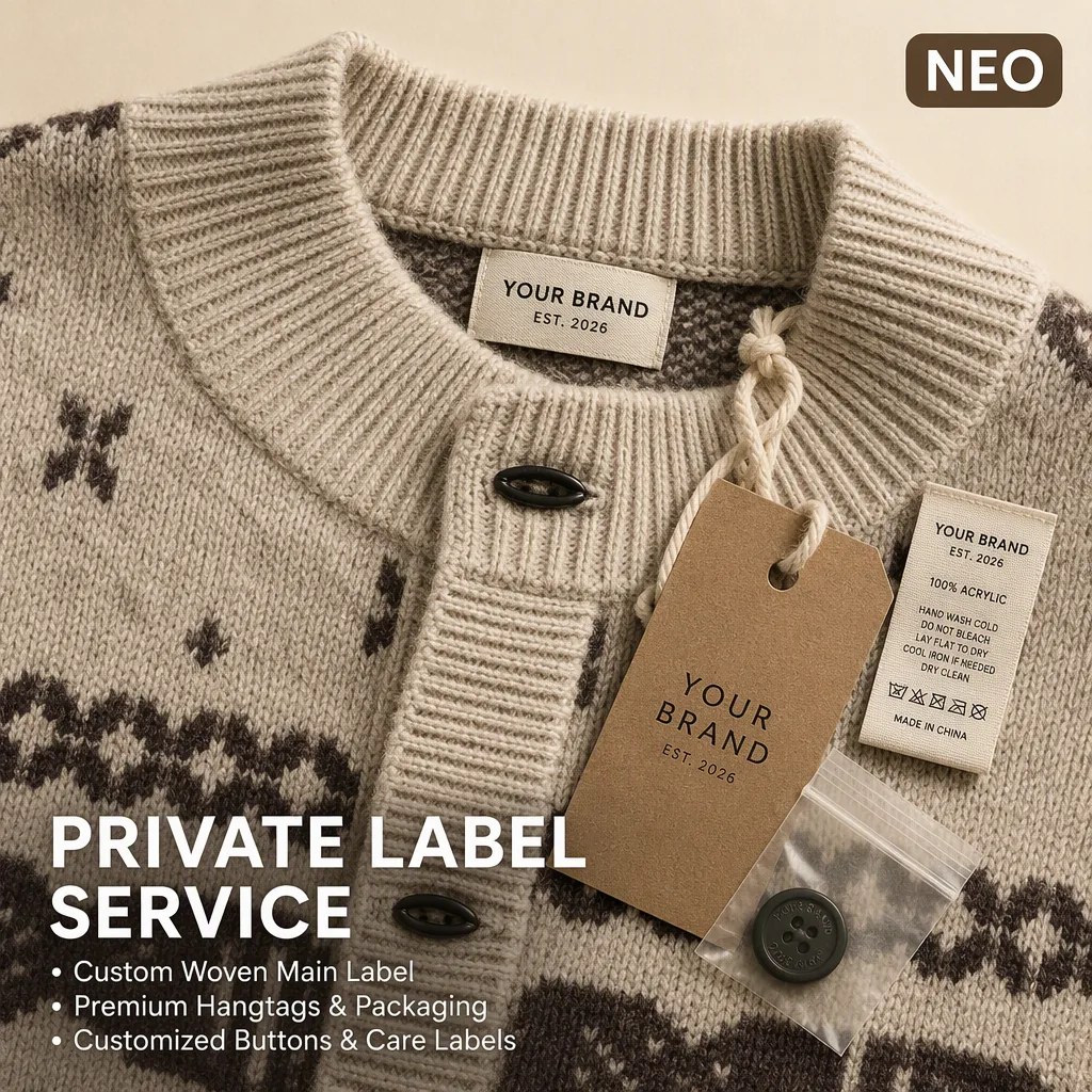 Custom Unisex Fair Isle Jacquard Knit Cardigan view 5