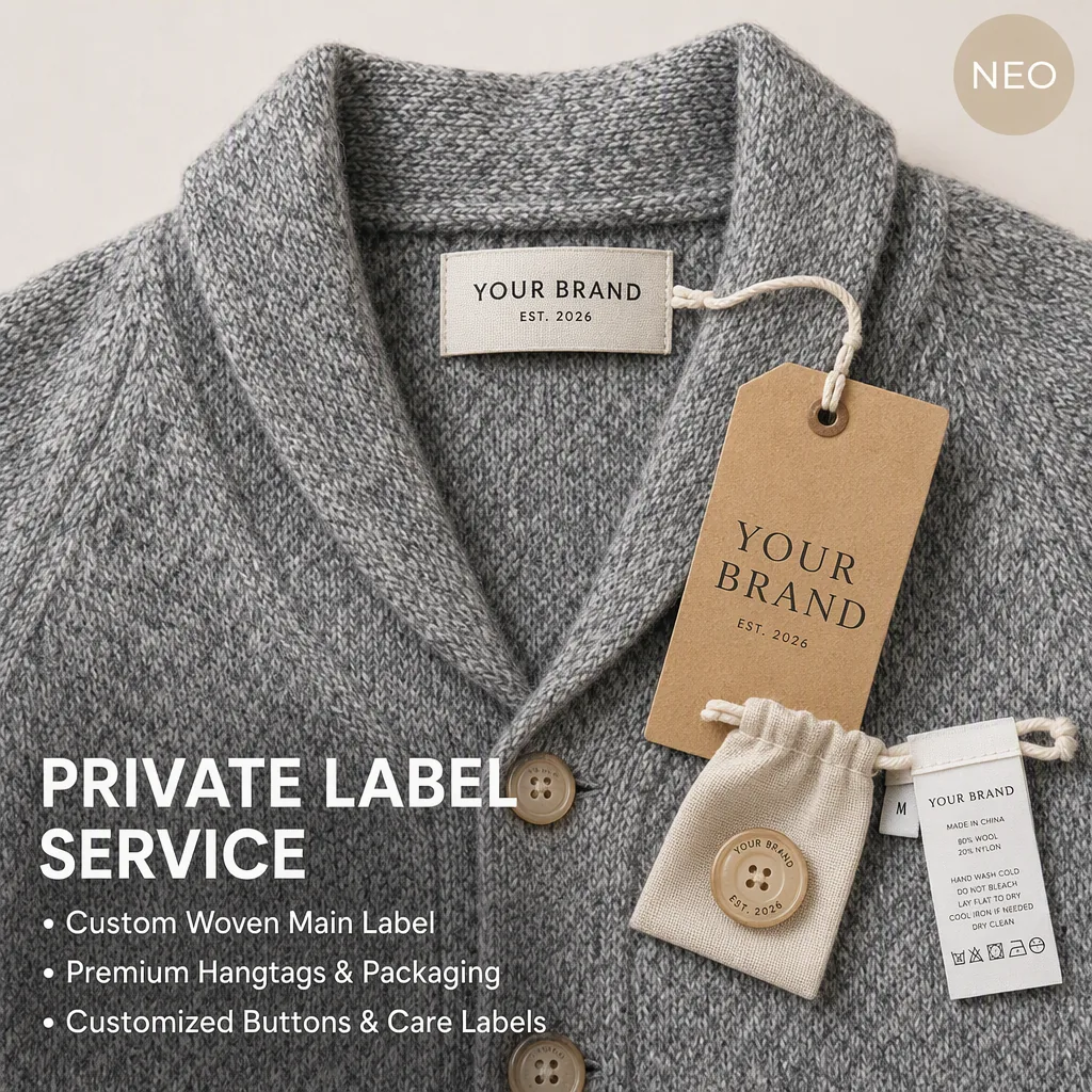 Custom Heather Melange Shawl Collar Cardigan view 6