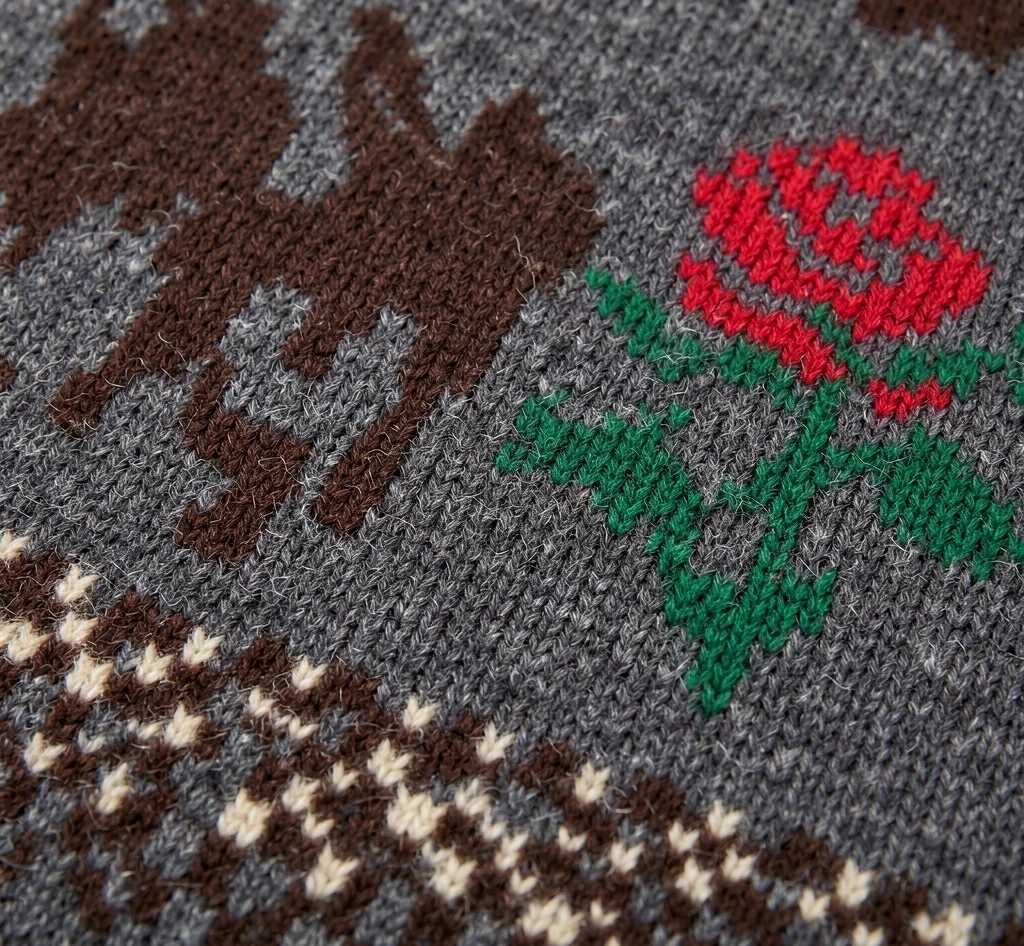 Custom Horse & Rose Jacquard Zip Cardigan view 7