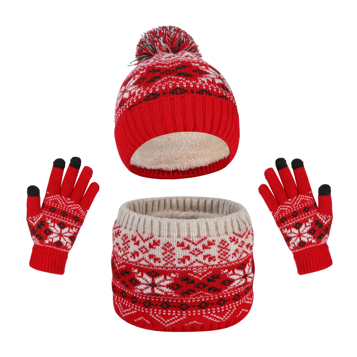 Custom Kids' Knit Hat, Neck Warmer & Glove Set view 2