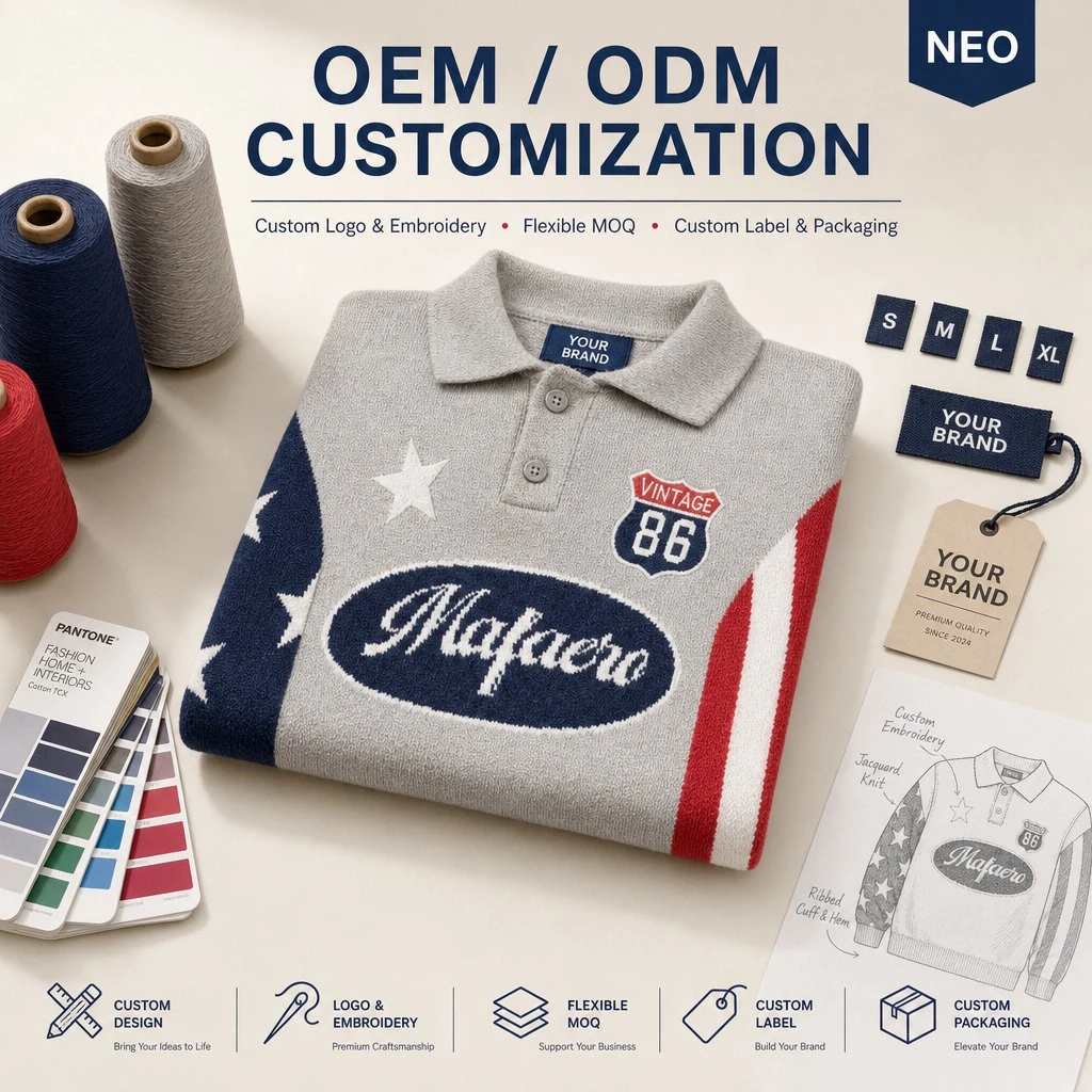 Custom Long-Sleeve Jacquard Polo Sweater view 4