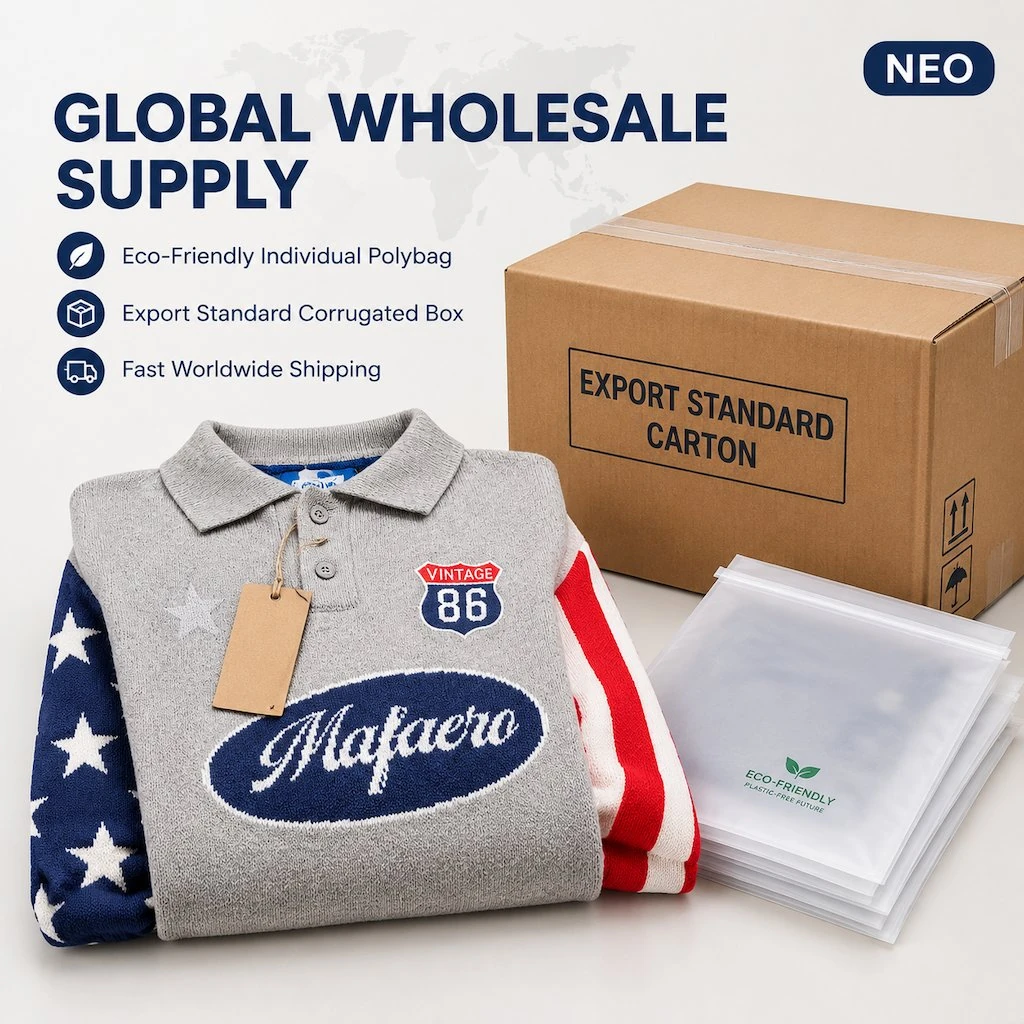 Custom Long-Sleeve Jacquard Polo Sweater view 5