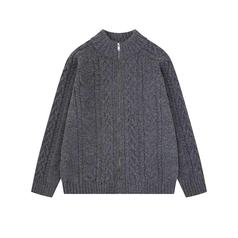 Custom Mock Neck Cable Zip Cardigan