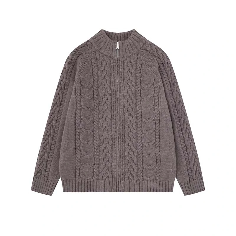 Custom Mock Neck Cable Zip Cardigan view 2