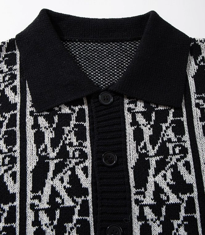 Custom Monogram Jacquard Polo Cardigan view 2