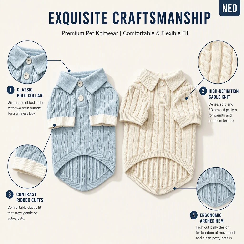 Custom Matching Human & Pet Cable Knit Polo view 2