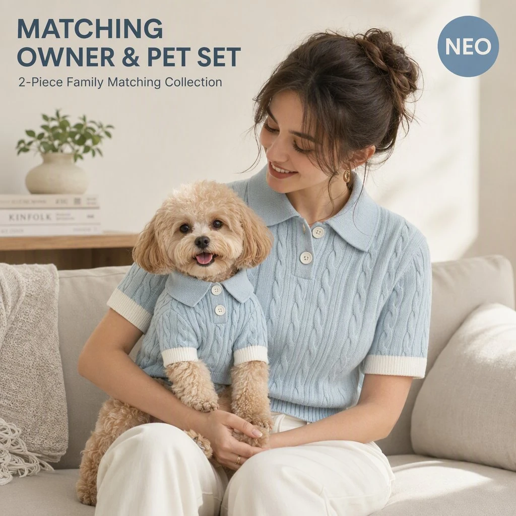 Custom Matching Human & Pet Cable Knit Polo view 4