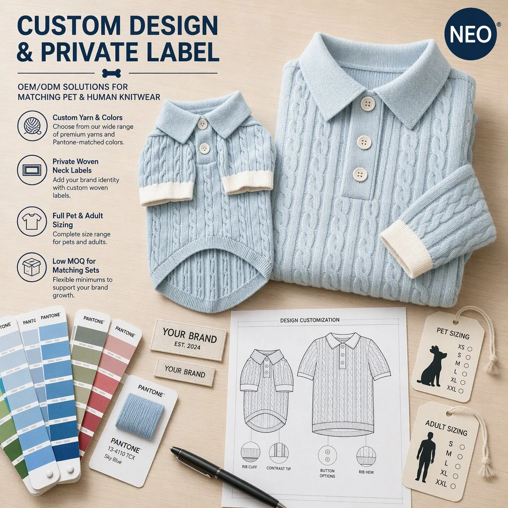 Custom Matching Human & Pet Cable Knit Polo view 6