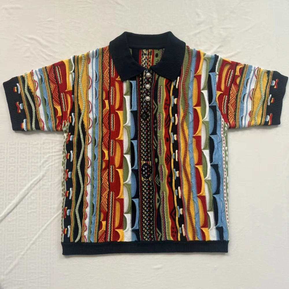 Custom Multi-Colour Jacquard Knit Polo Shirt