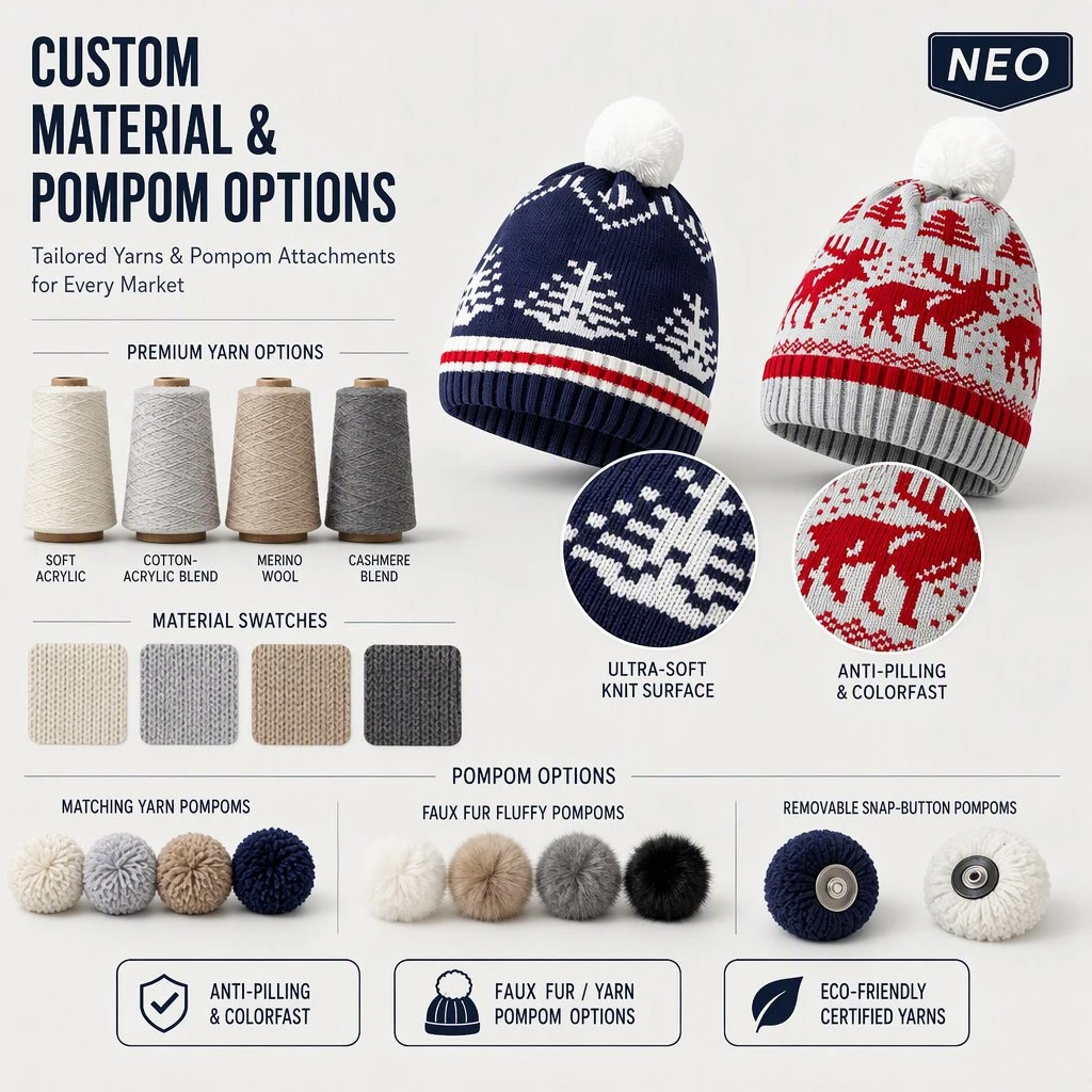 Custom Jacquard Pom-Pom Beanie view 4