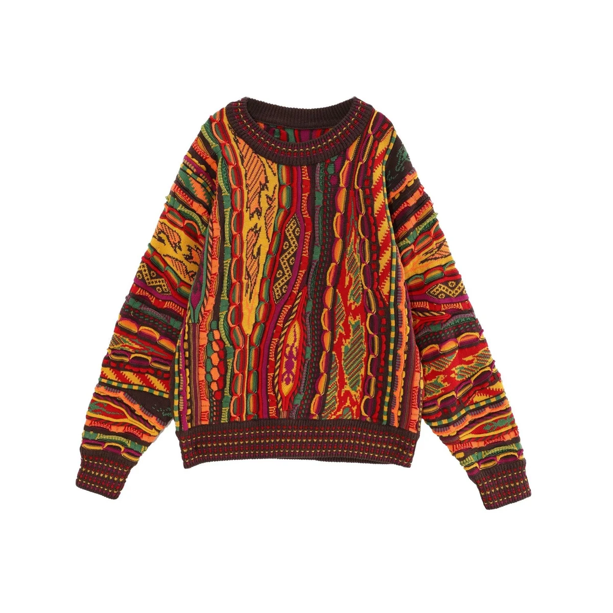 Custom Retro 3D Multi-Texture Knit Sweater