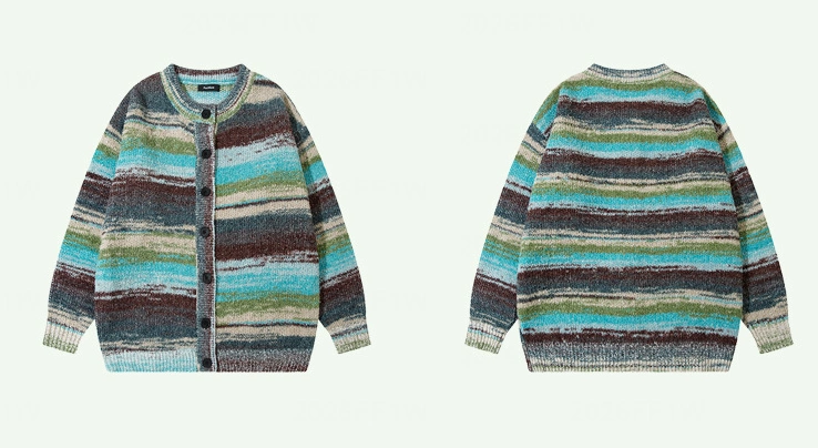 Custom Space-Dyed Stripe Cardigan view 2