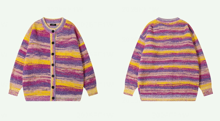 Custom Space-Dyed Stripe Cardigan view 3