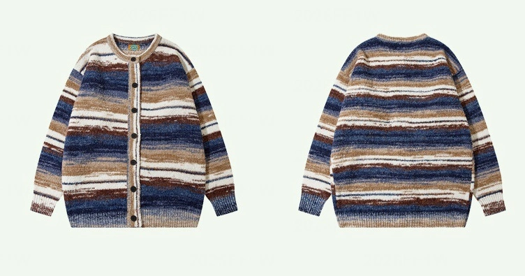 Custom Space-Dyed Stripe Cardigan view 4