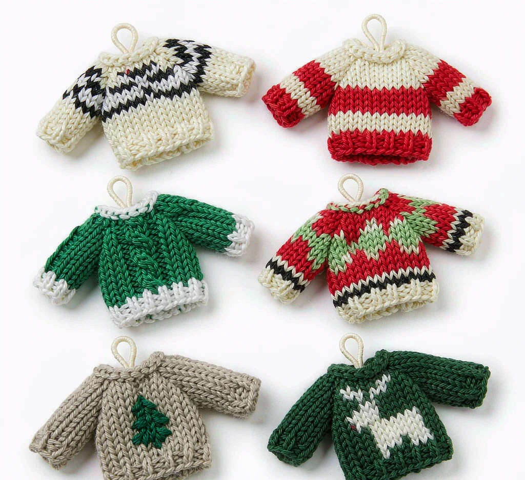Custom Knitted Mini Sweater Ornament & Gift Tag view 4