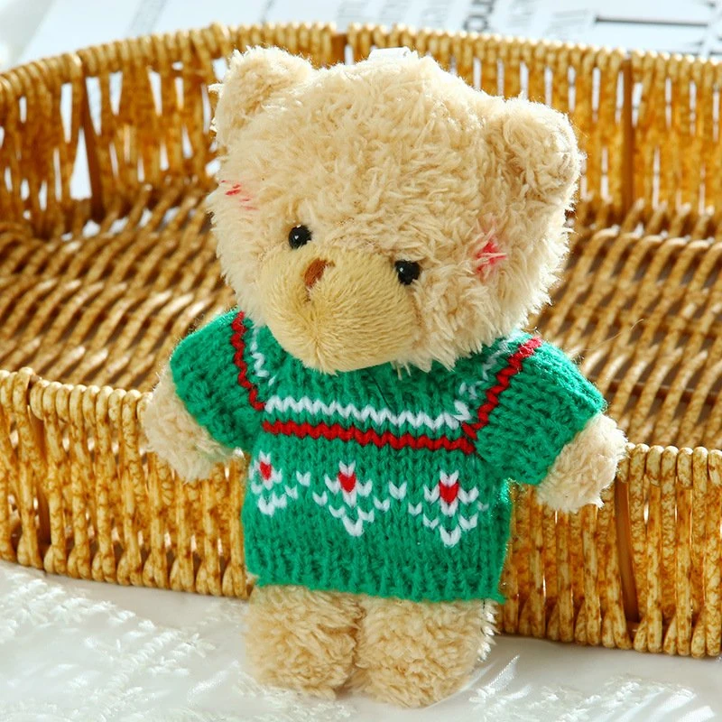 Custom Plush Teddy Bear Keychain in Knit Sweater view 3