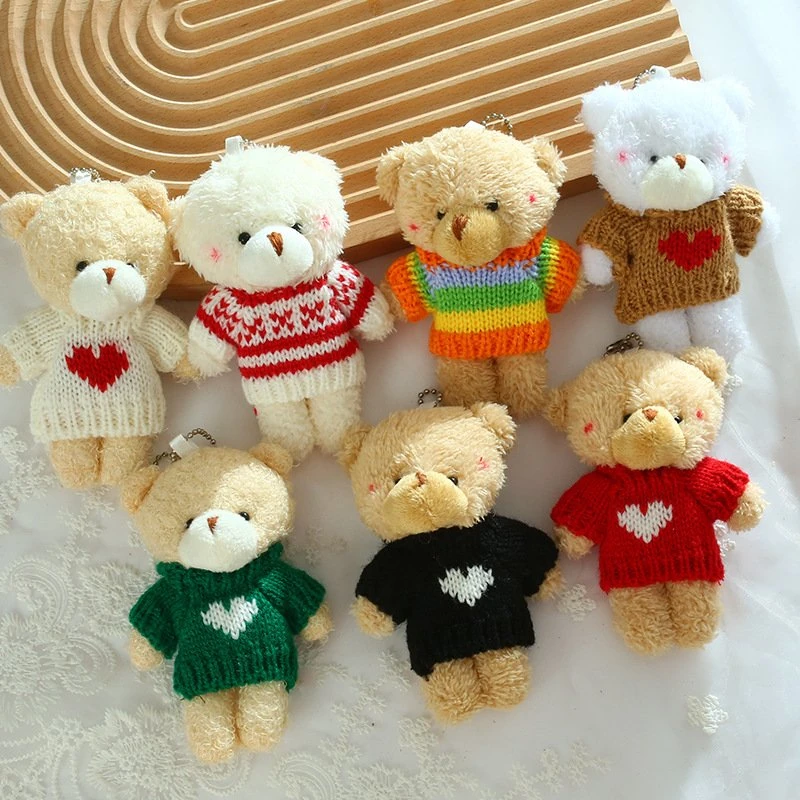 Custom Plush Teddy Bear Keychain in Knit Sweater view 4