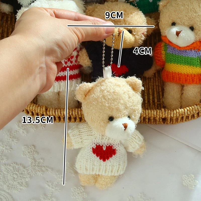 Custom Plush Teddy Bear Keychain in Knit Sweater view 5