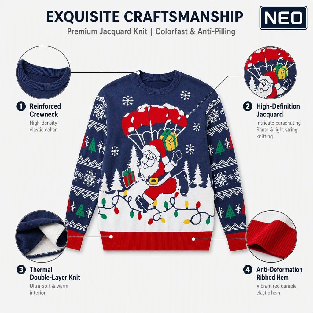 Custom Ugly Christmas Sweater — Double-Layer Thermal Knit view 3